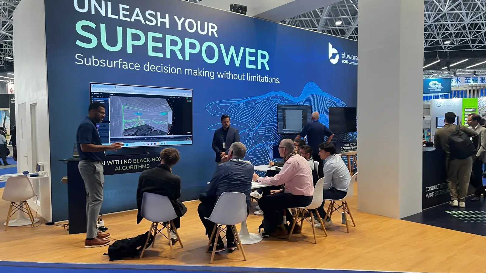 Bluware stand at EAGE with live software demo stations