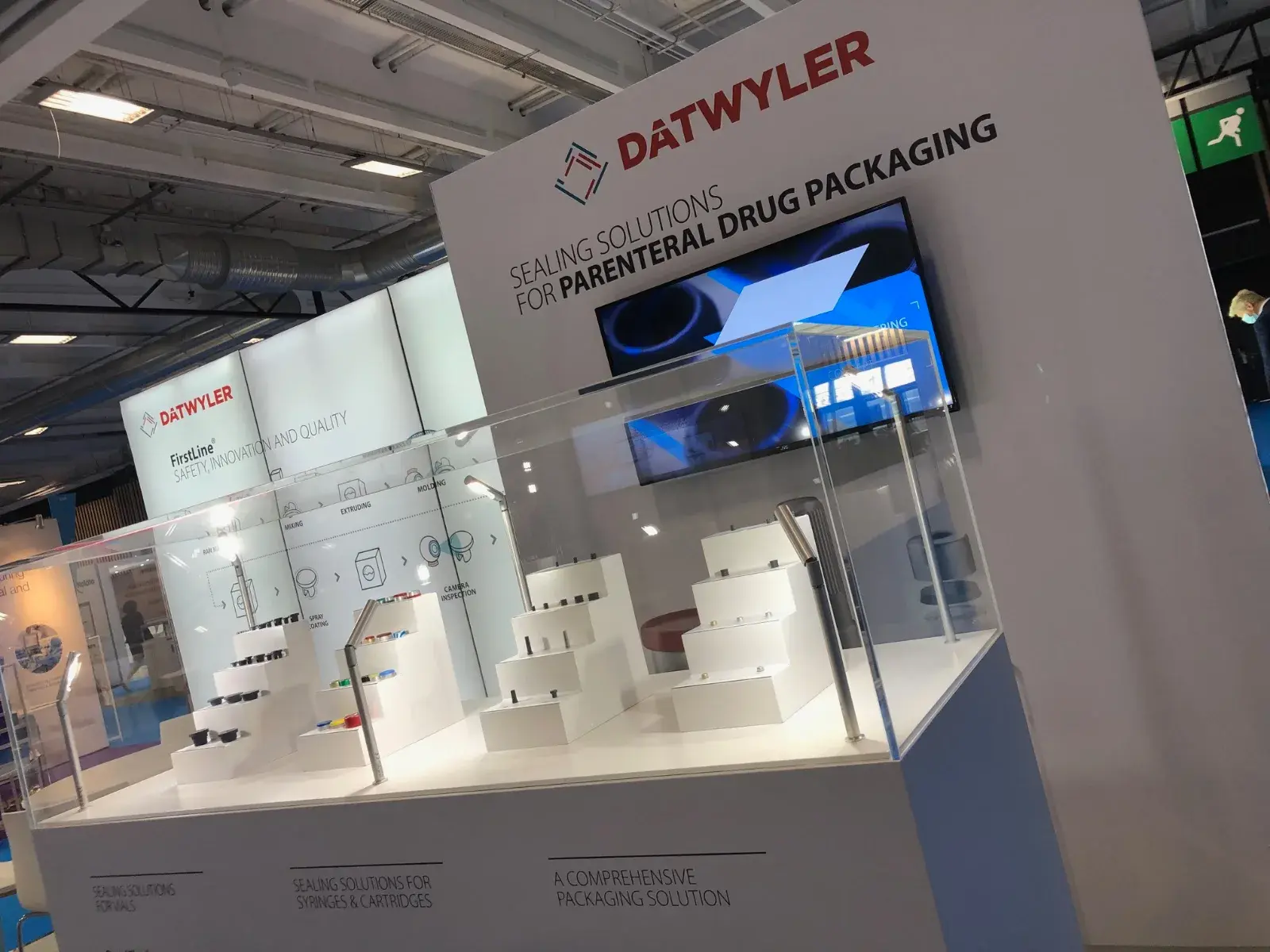 Datwyler's stand at Pharmapack presenting precision packaging components