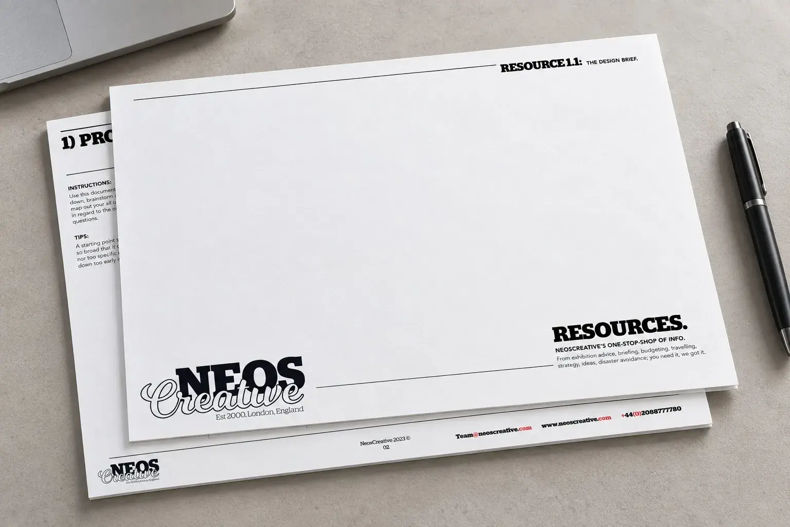 Cover of the NeosCreative design brief worksheet