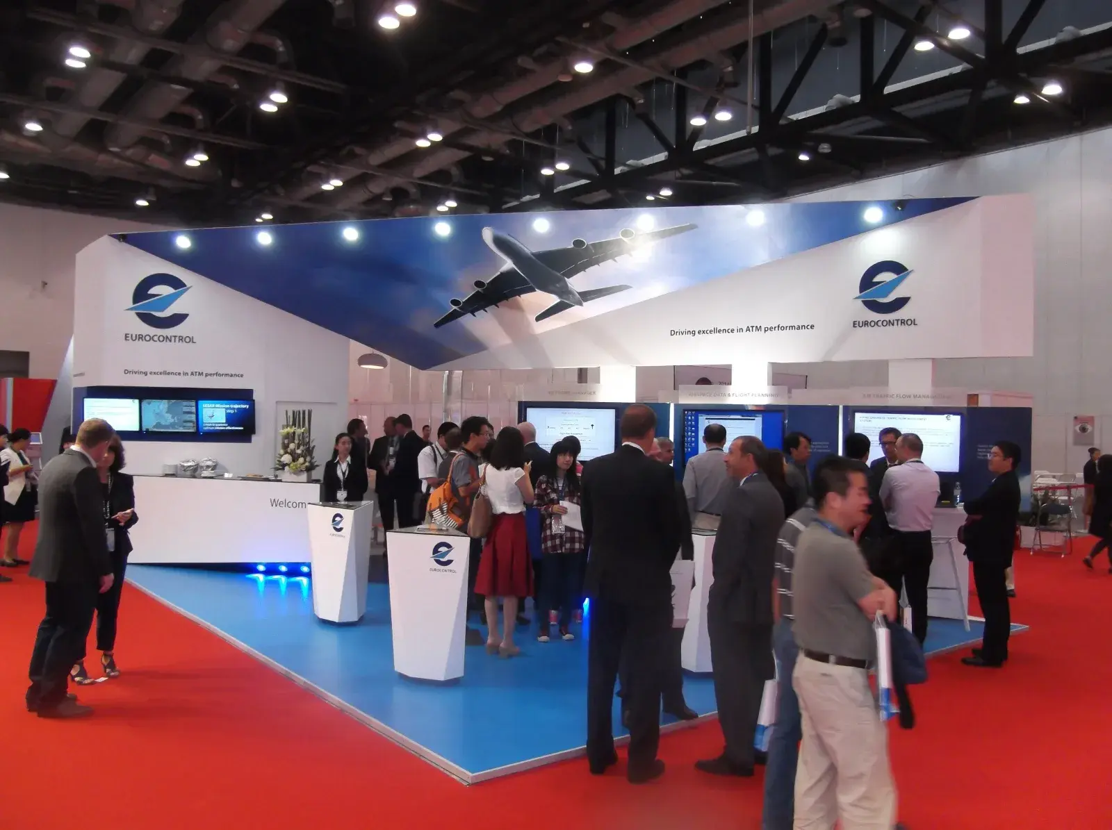 EUROCONTROL stand at ATC Global with software demo screens