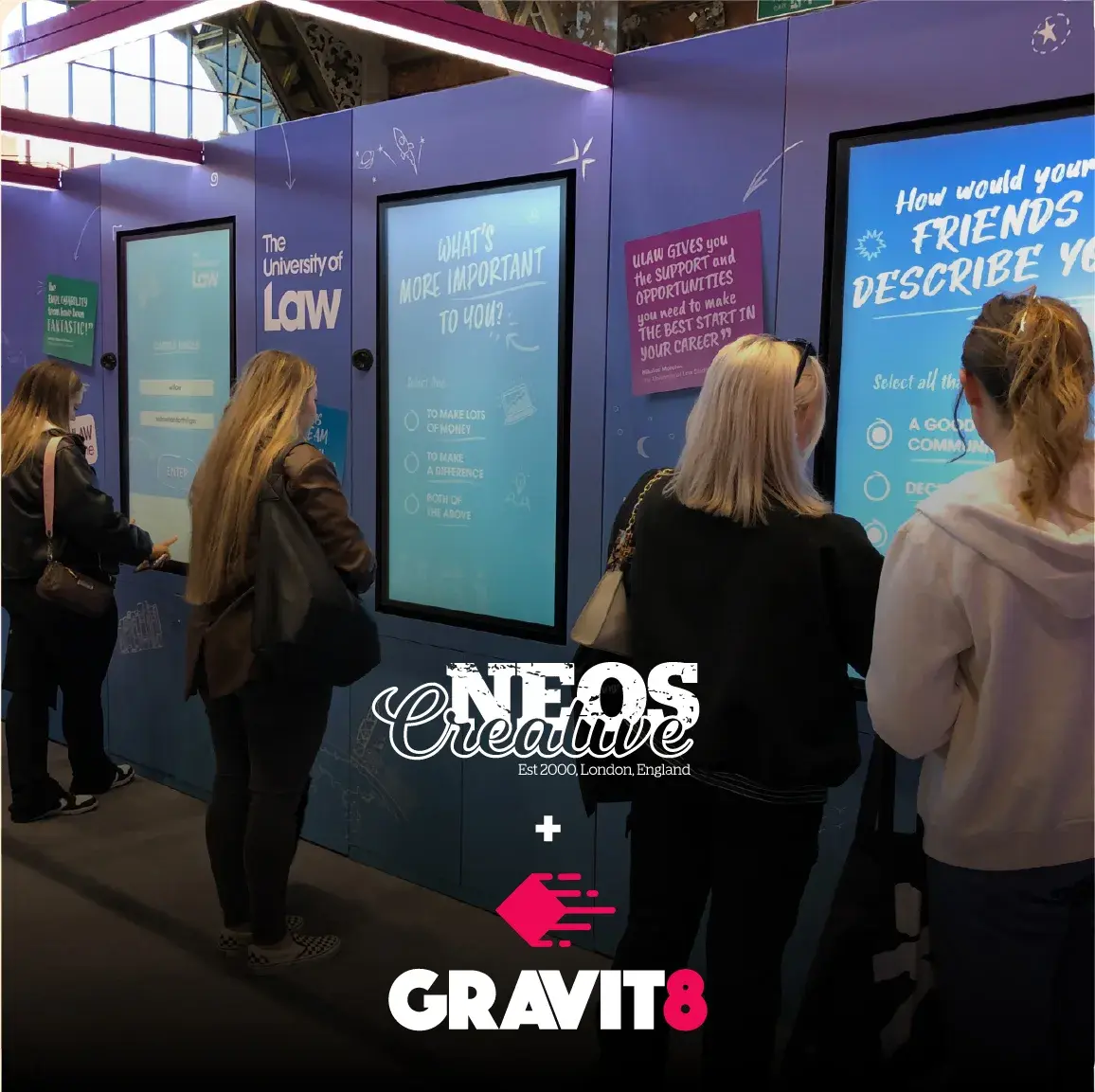 The University of Law interactive stand, delivered with Gravit8