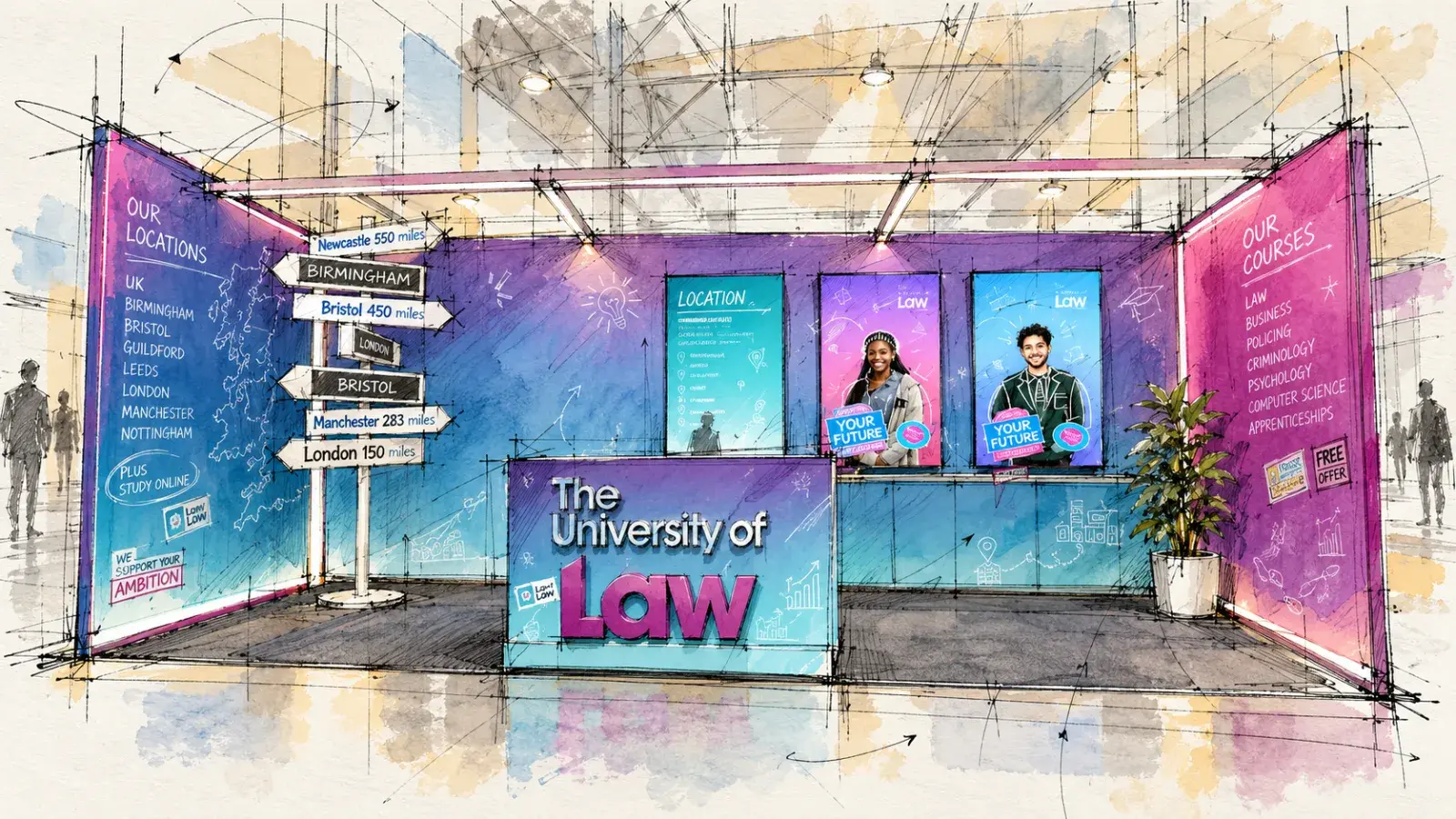 The University of Law UCAS stand design visual 1