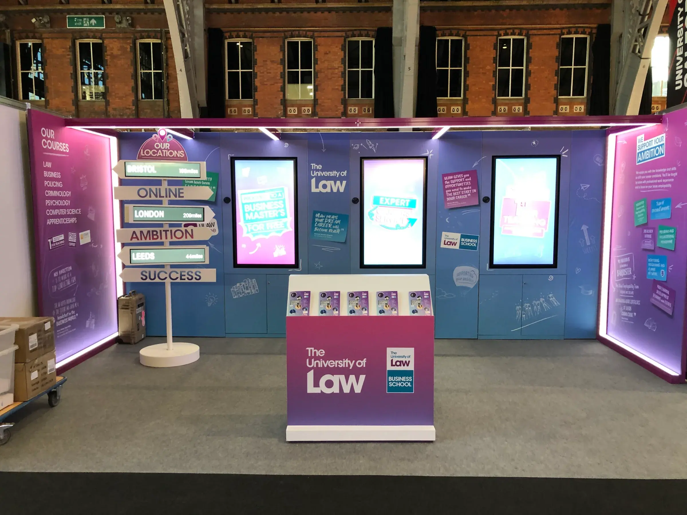 The University of Law stand at UCAS, home of the VR experience